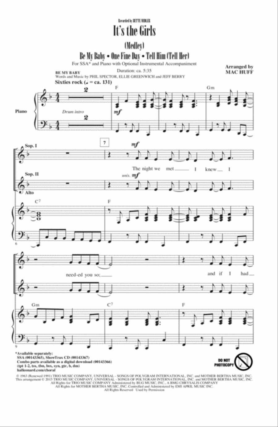 It's The Girls (Medley) SSA scores gallery preview page 1