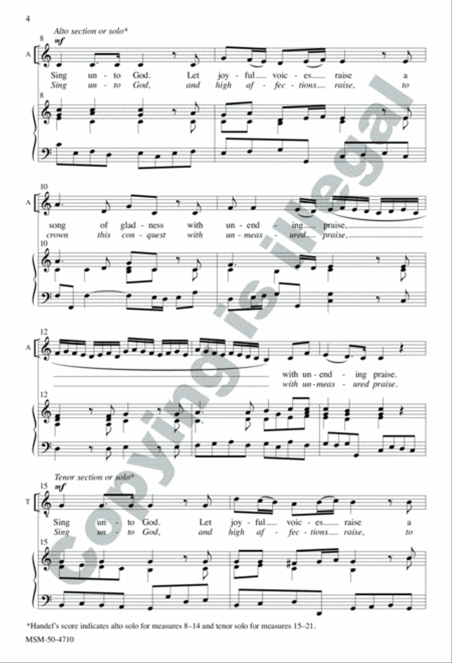 Sing unto God from Judas Maccabaeus 4-Part scores gallery preview page 4