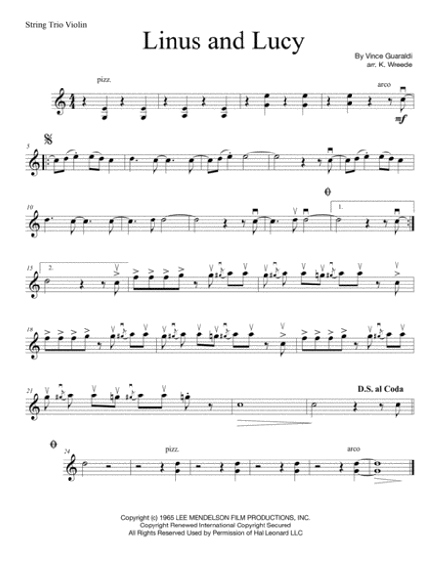 Linus And Lucy Linus And Lucy String Trio scores gallery preview page 3