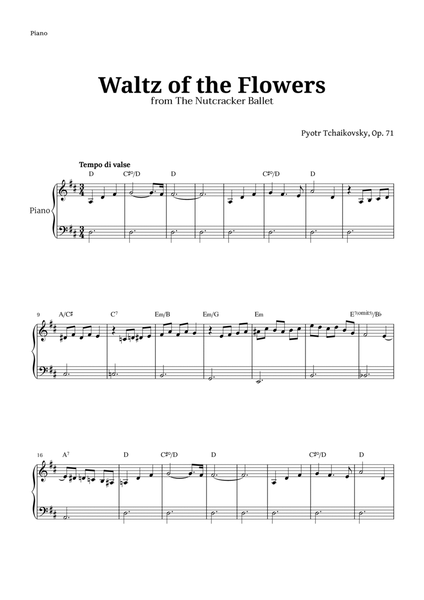 Waltz of the Flowers by Tchaikovsky for Intermediate Piano image number null