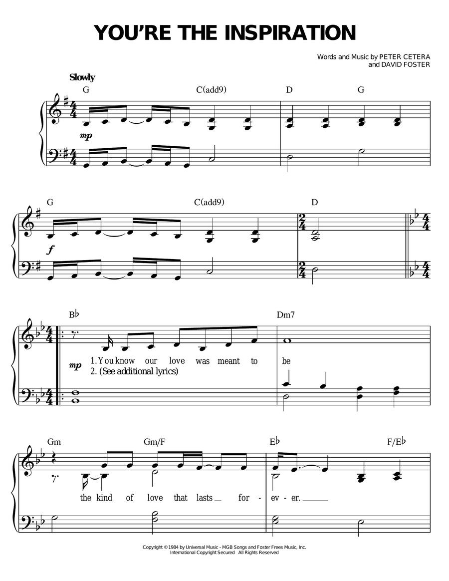 You're The Inspiration You're The Inspiration Voice scores gallery preview page 1