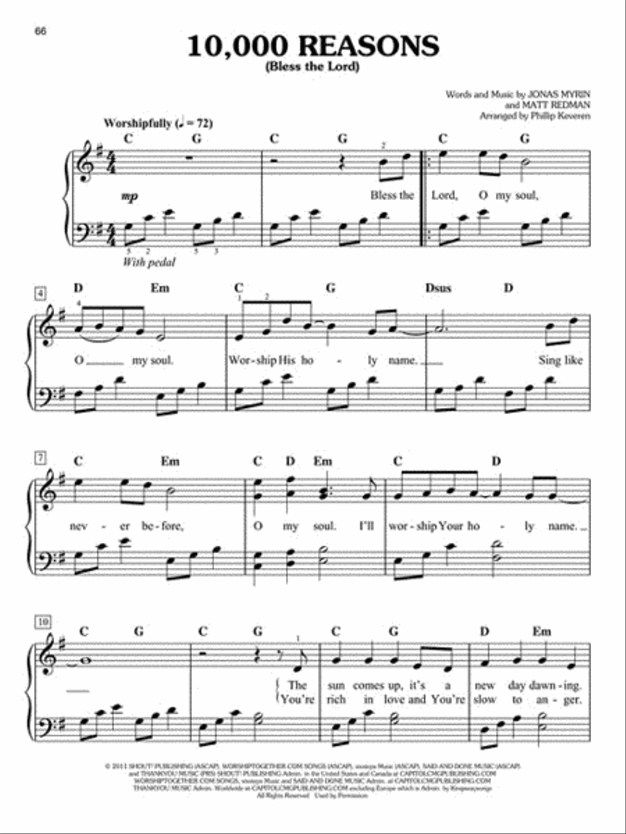 10,000 Reasons Easy Piano scores gallery preview page 4