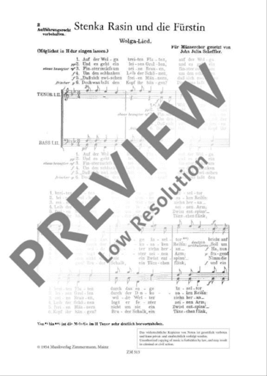Stenka Rasin und die Fürstin Men's Choir scores gallery preview page 3
