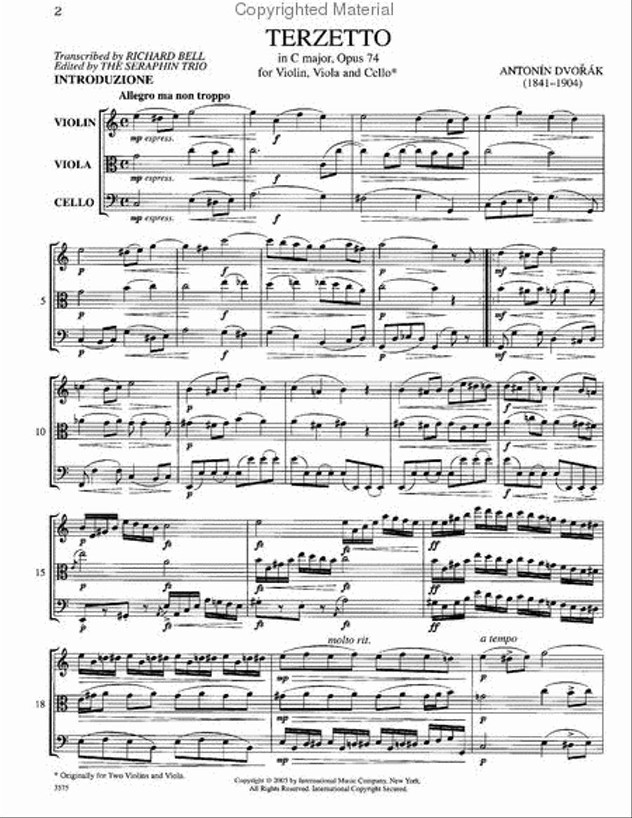 Terzetto in C Major, Op. 74 String Trio scores gallery preview page 2