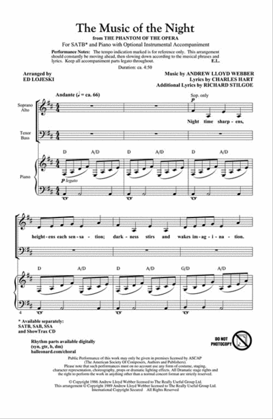 The Music of the Night 4-Part scores gallery preview page 2