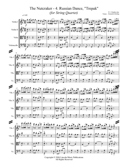 The Nutcracker Suite - 4. Russian Dance, Trépak (for String Quartet) image number null