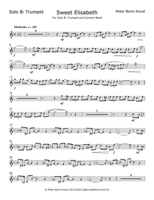 Sweet Elisabeth, arranged for Solo B flat Trumpet and Concert Band Letter Size