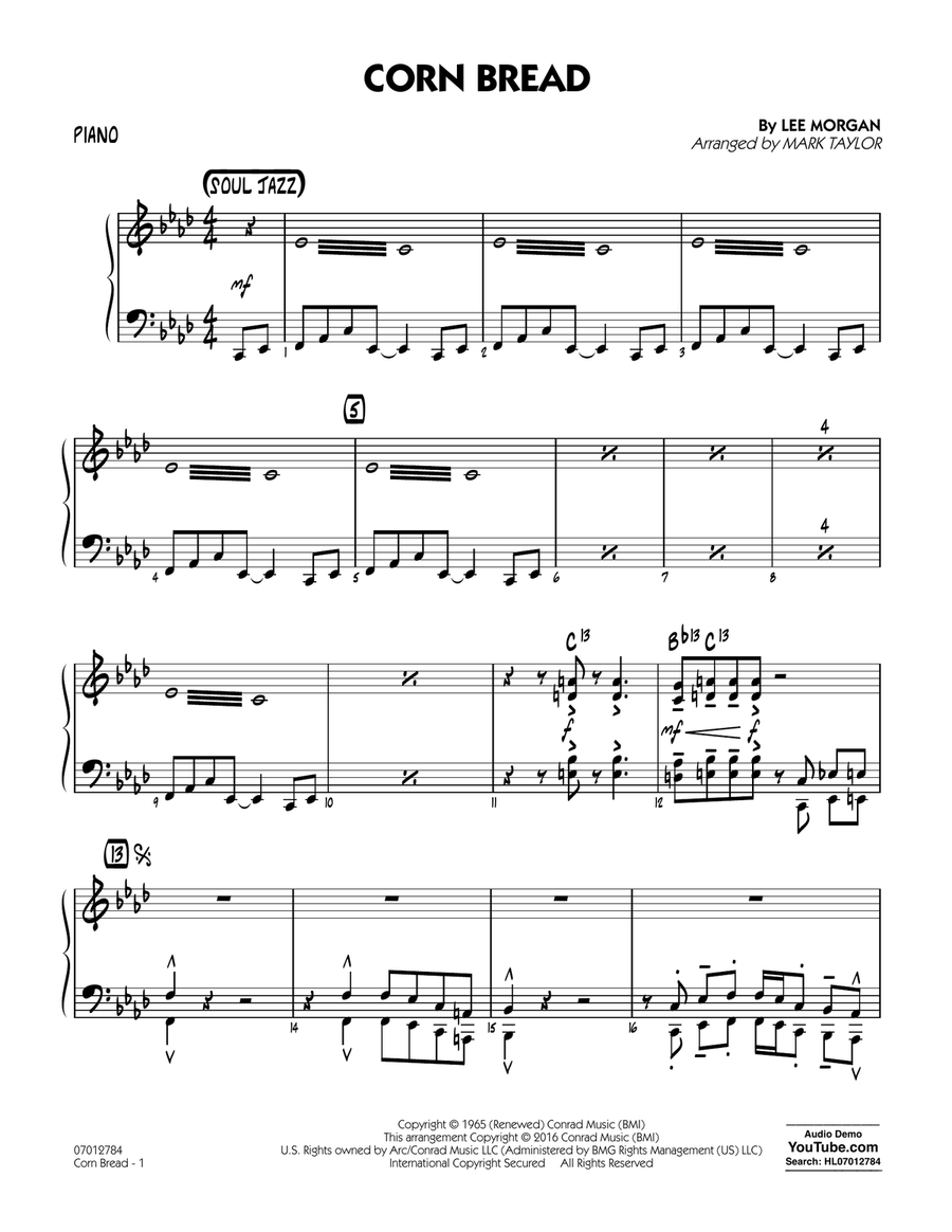 Corn Bread - Piano Jazz Ensemble scores gallery preview page 1