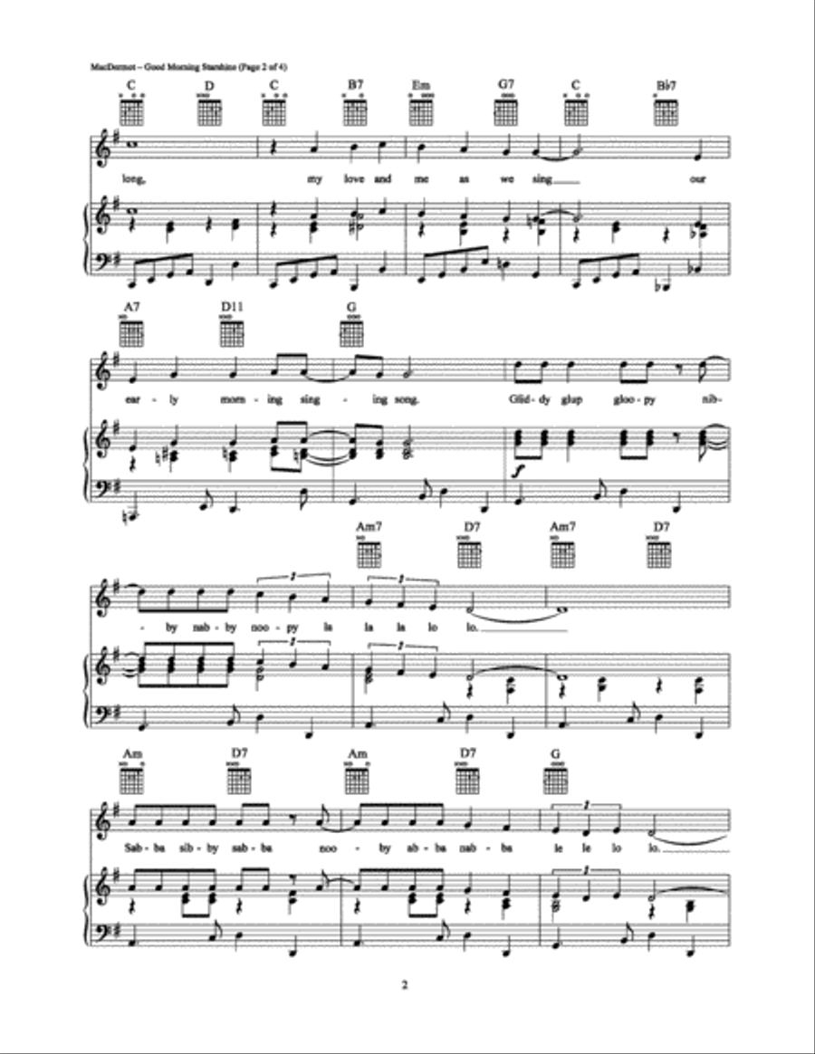 Good Morning Starshine Piano, Vocal, Guitar scores gallery preview page 2