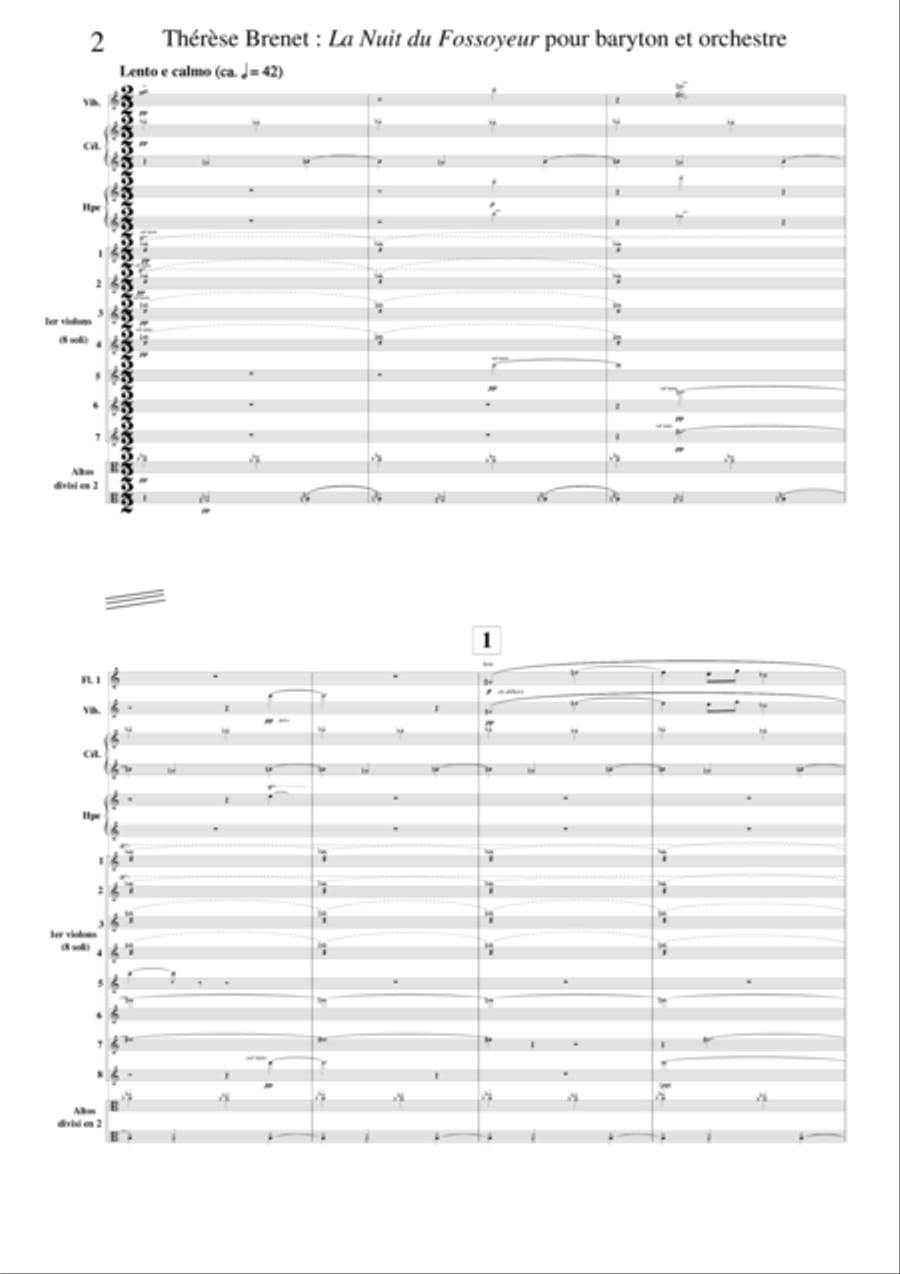 Thérèse Brenet: La Nuit Du Fossoyeur for baritone and orchestra, score Large Ensemble scores gallery preview page 6
