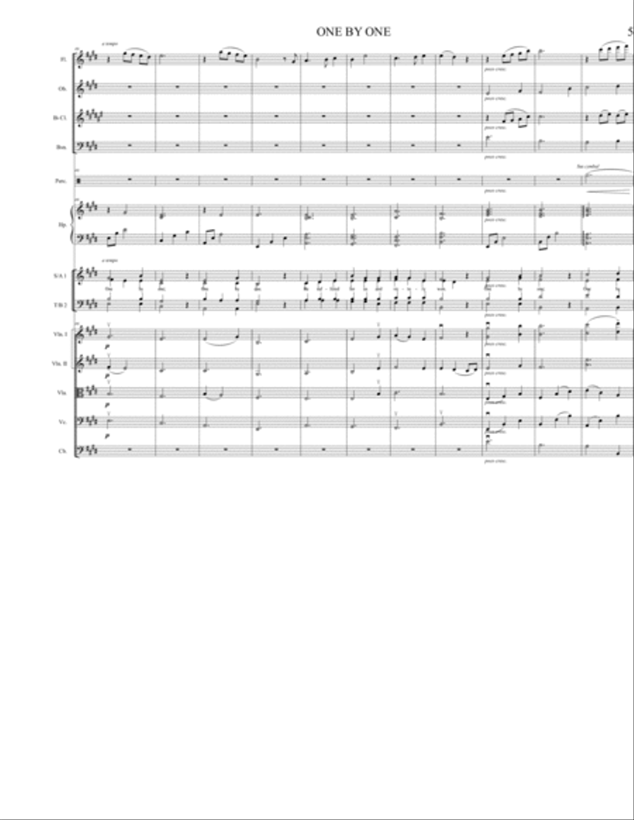 One by One - Full Orchestra, Choirs, and Vocal (by Paul Cardall, David A. Bednar) 4-Part scores gallery preview page 5