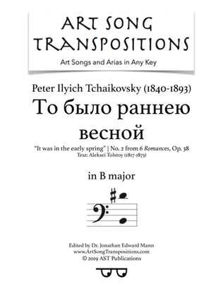 Book cover for TCHAIKOVSKY: То было раннею весной, Op. 38 no. 2 (transposed to B major, bass clef)