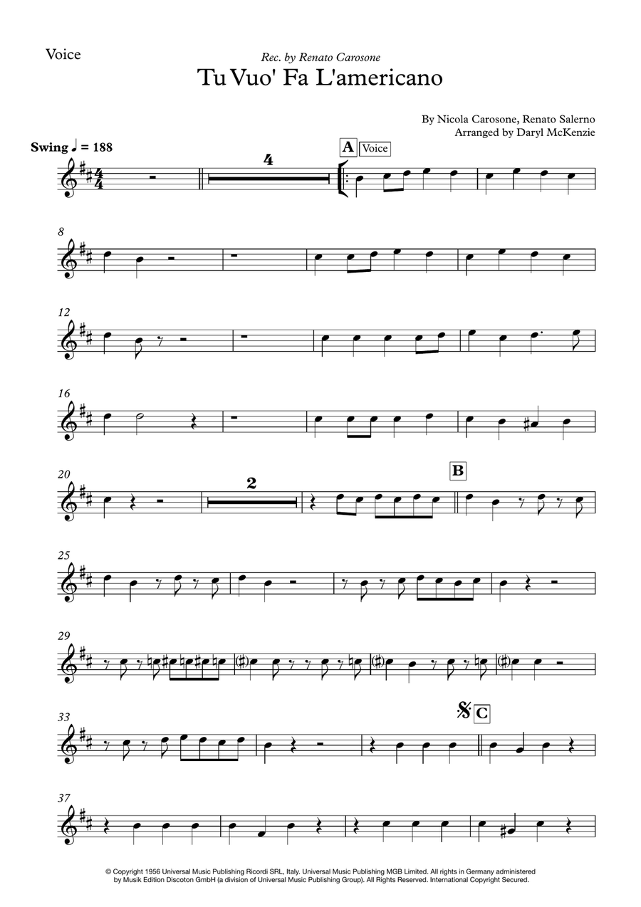 Tu Vuo Fa L'americano Large Ensemble scores gallery preview page 6