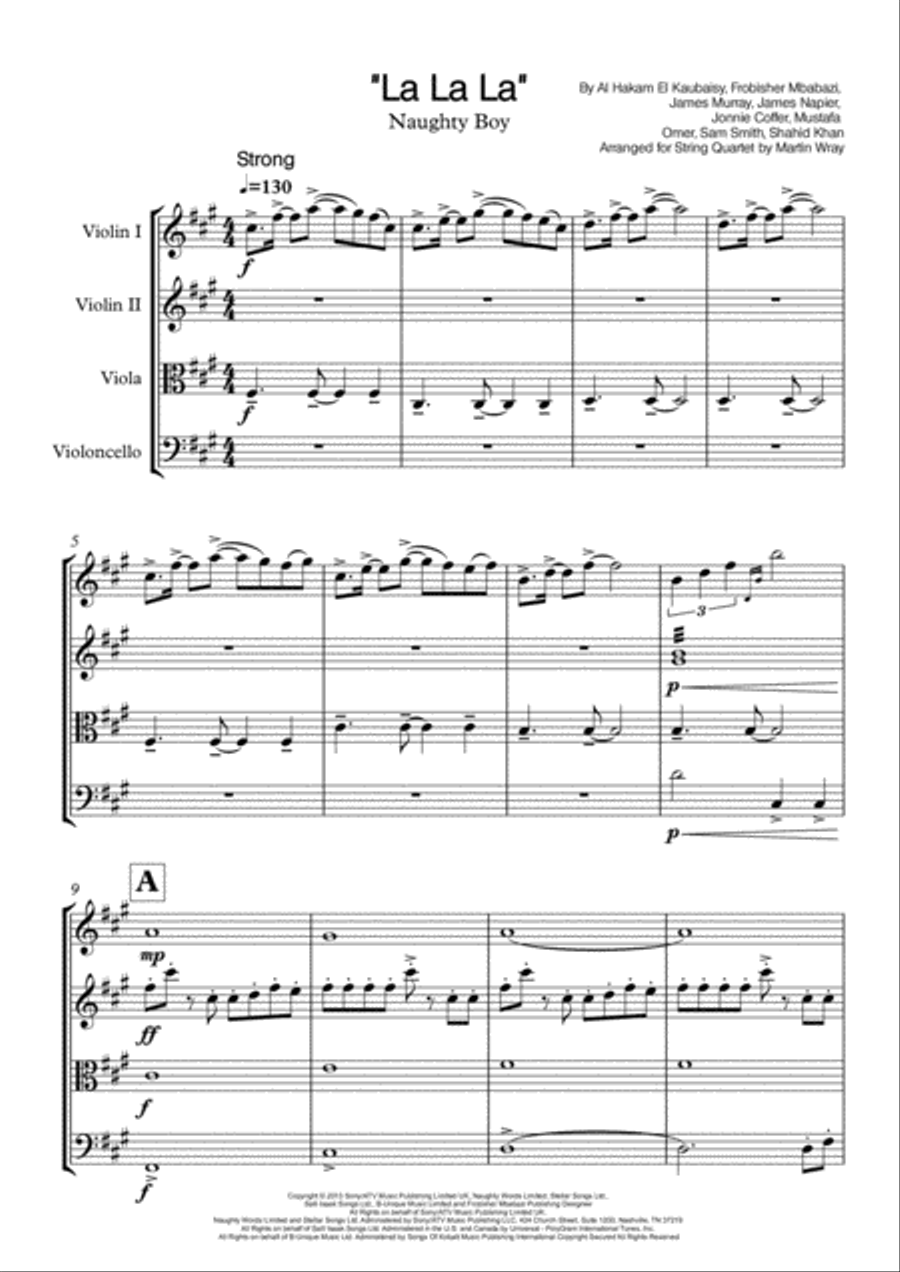 La La La String Quartet scores gallery preview page 1