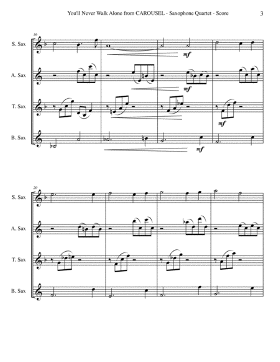 You'll Never Walk Alone You'll Never Walk Alone Woodwind Quartet scores gallery preview page 3