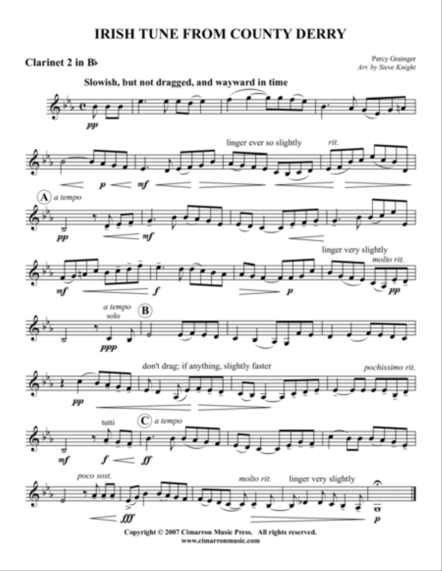 Irish Tune From County Derry Clarinet Choir scores gallery preview page 5
