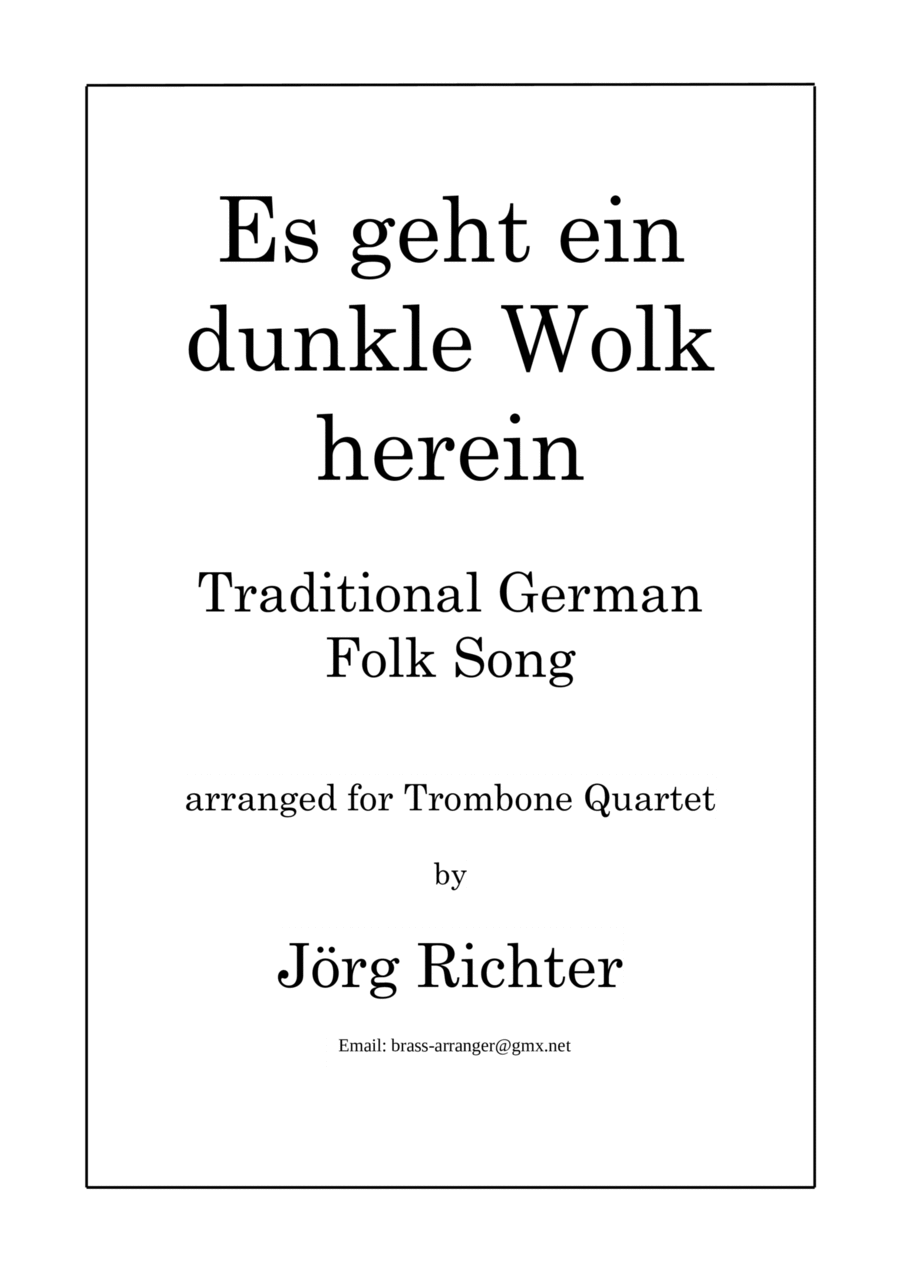 Es geht ein dunkle Wolk herein (A dark cloud enters) for Trombone Quartet Brass Quartet scores gallery preview page 1