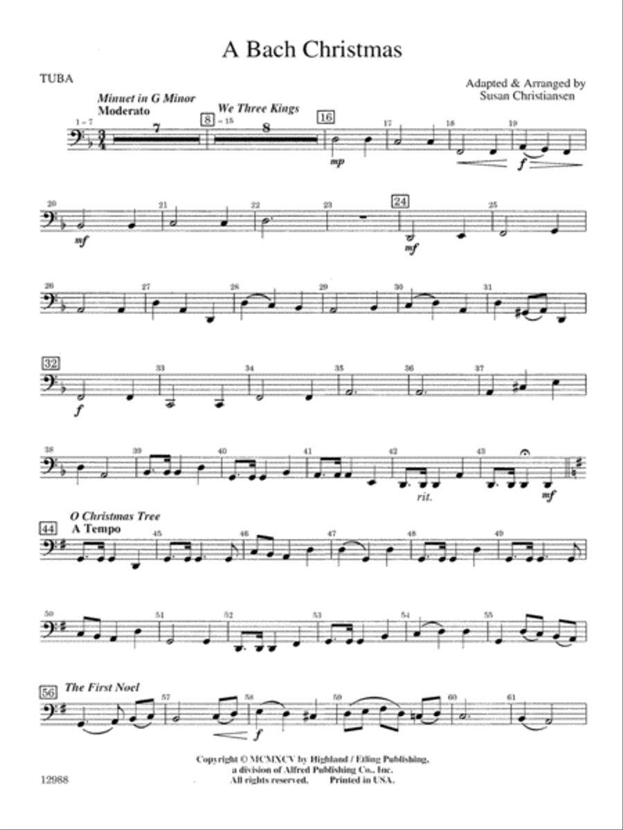 A Bach Christmas: Tuba Full Orchestra scores gallery preview page 1