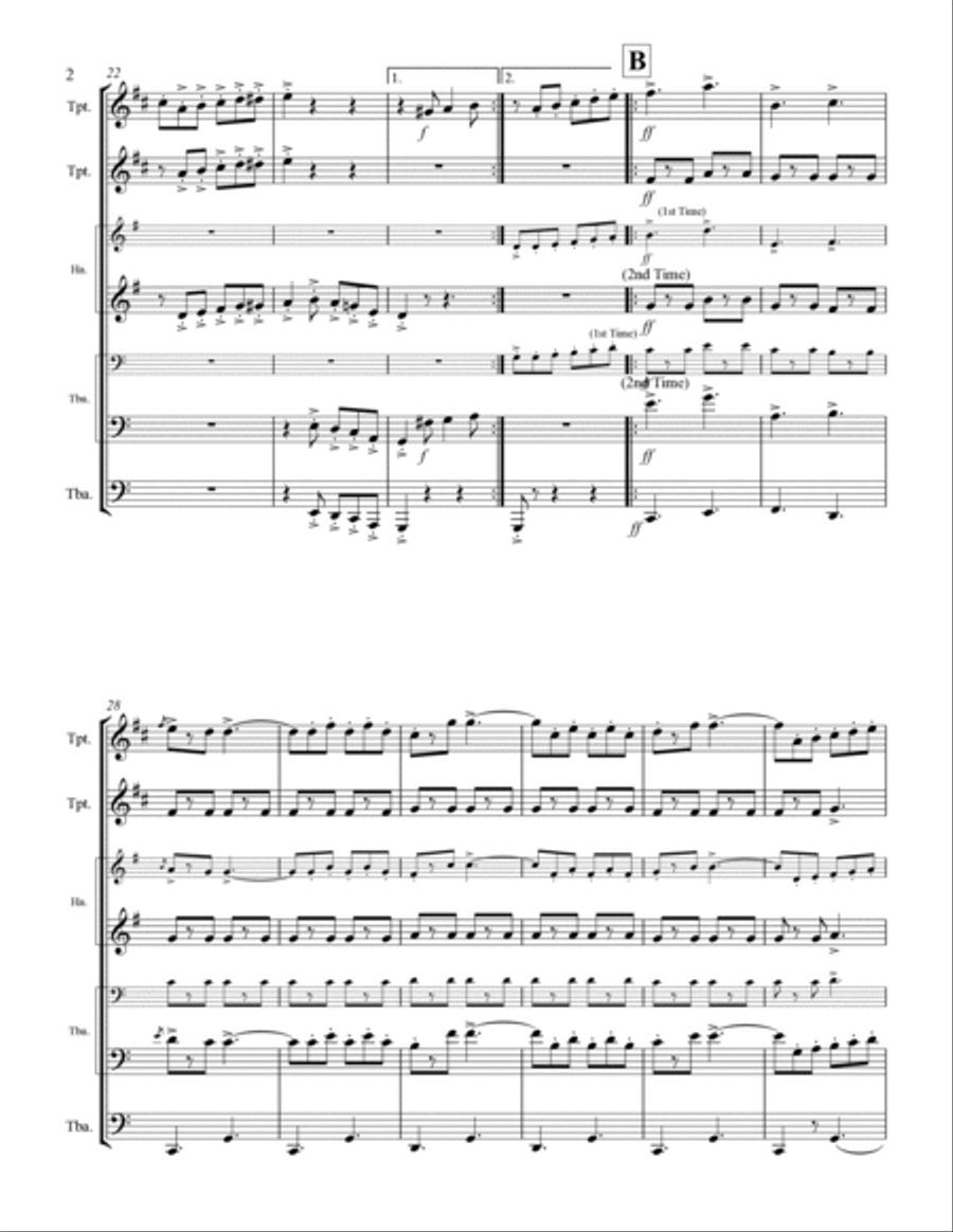 March - Semper Fidelis (for Brass Quintet) Brass Quintet scores gallery preview page 3