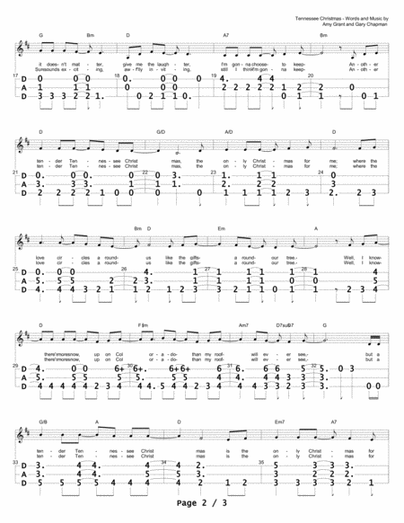 Tennessee Christmas by Amy Grant Dulcimer - Digital Sheet Music