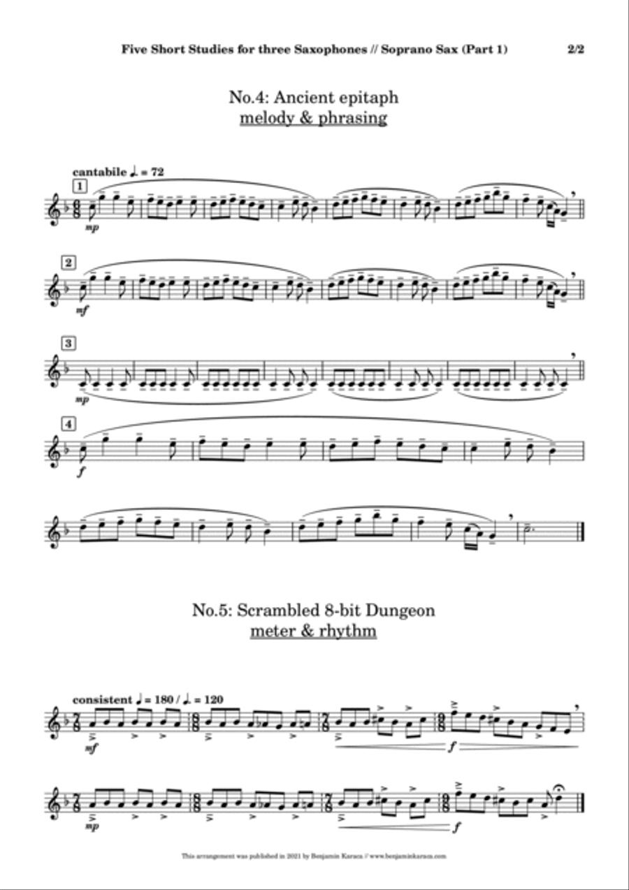 Five Short Studies for Three Saxophones Woodwind Trio scores gallery preview page 4