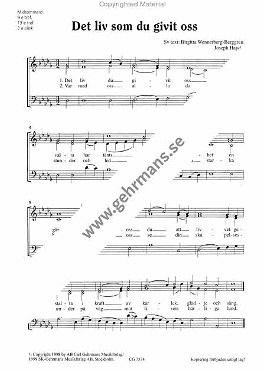 Tre Haydn-sanger 3-Part scores gallery preview page 2
