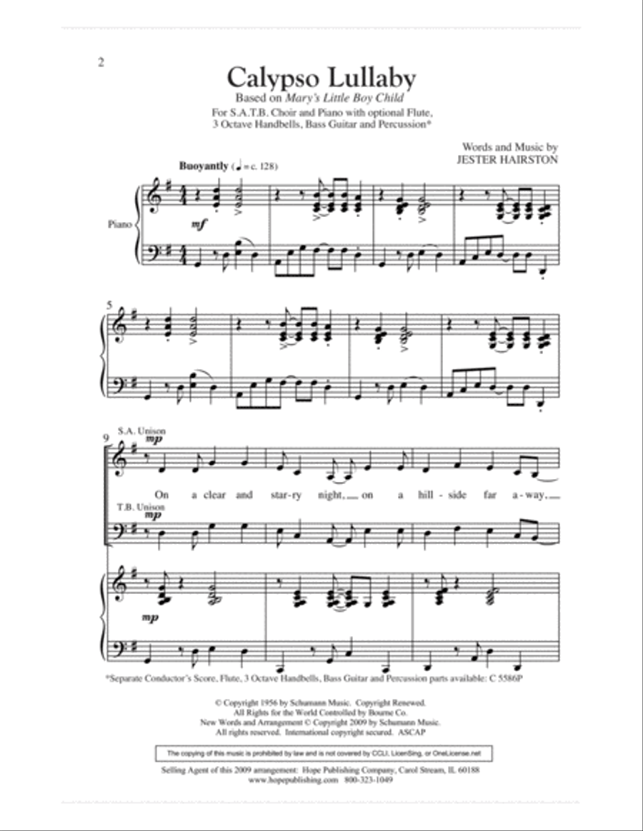 Calypso Lullaby Choir scores gallery preview page 2