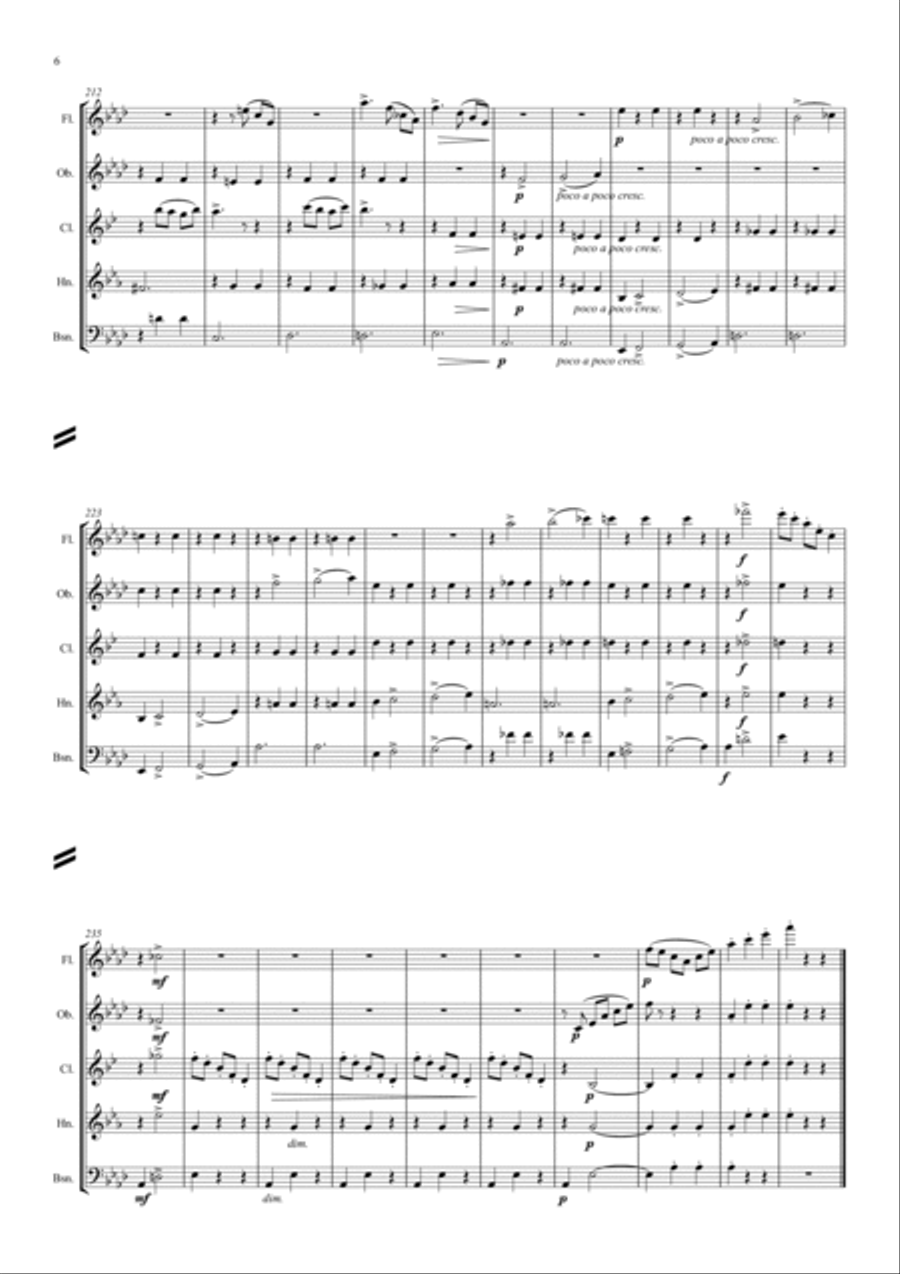 Tchaikovsky: The Seasons Op.37a “Winter” (Dec, Jan, Feb) - wind quintet Woodwind Quintet scores gallery preview page 6