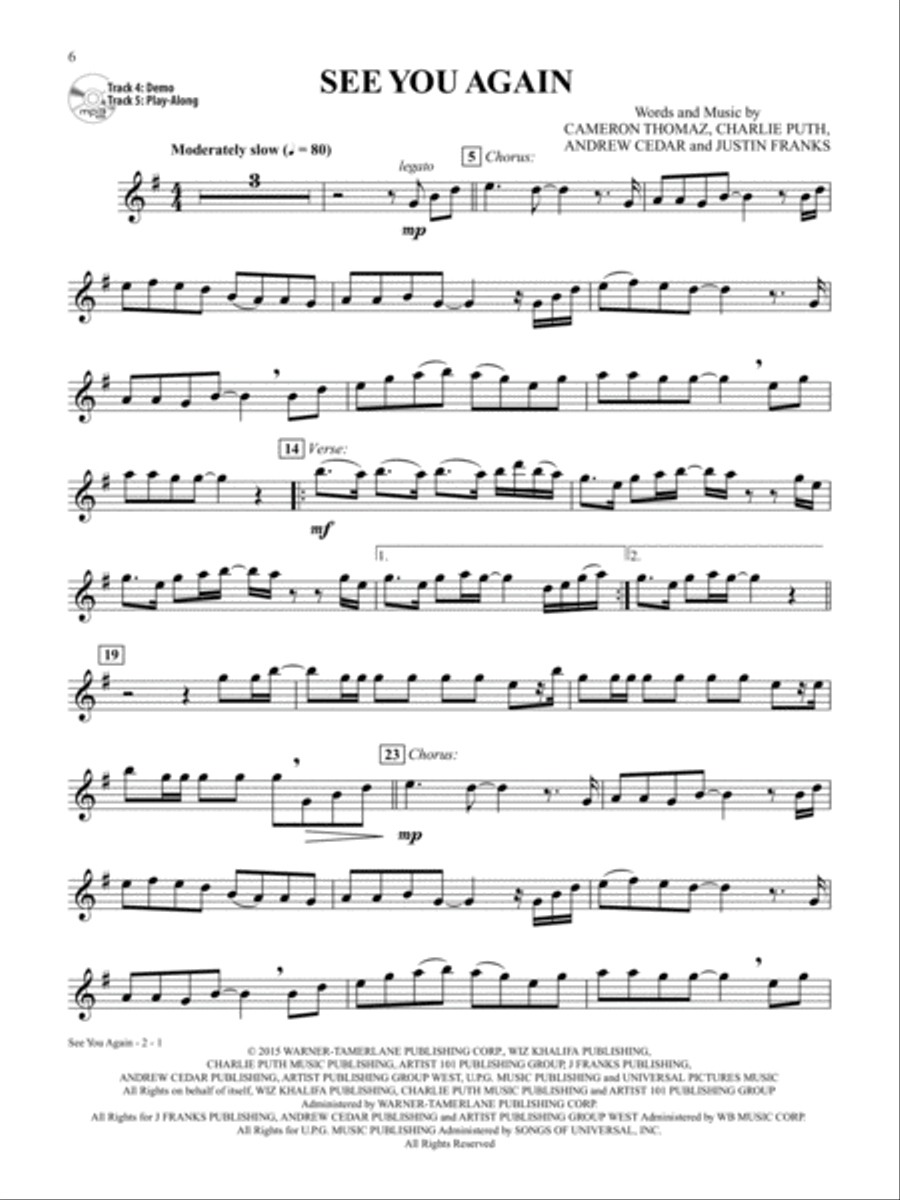 Top Pop & Rock Hits Instrumental Solos Alto Saxophone scores gallery preview page 4