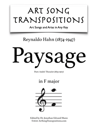HAHN: Paysage (transposed to F major)