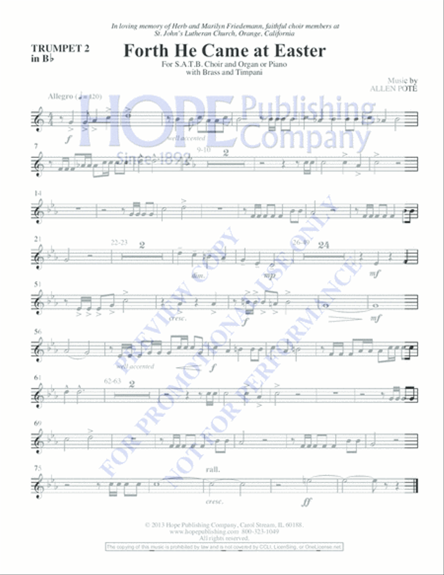 Forth He Came at Easter 4-Part scores gallery preview page 14