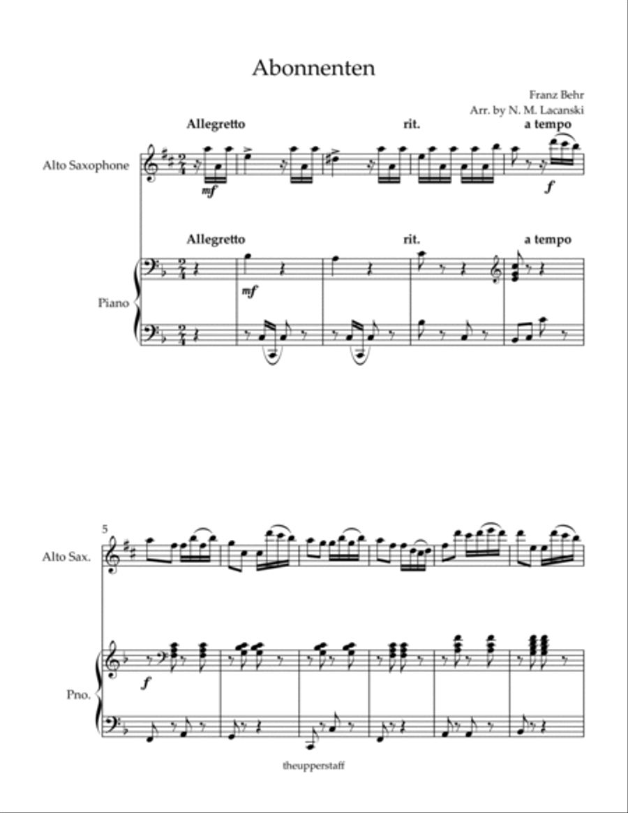 Abonnenten Alto Saxophone scores gallery preview page 2