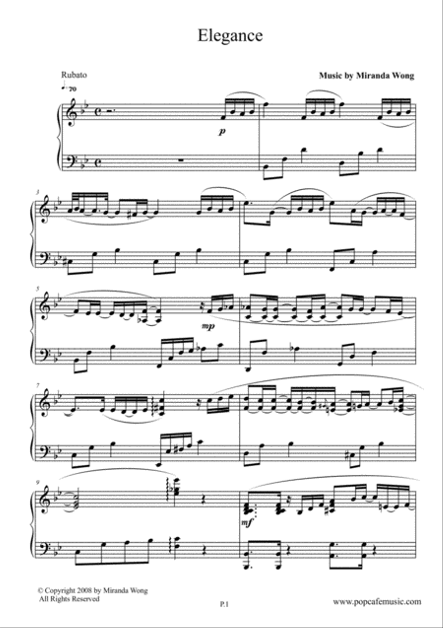 Elegance - Sweet Jazz Piano Solo by Miranda Wong Elegance - Sweet Jazz Piano Solo by Miranda Wong Piano Solo scores gallery preview page 2