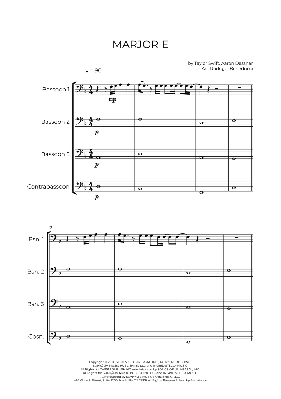 Marjorie Bassoon Quartet scores gallery preview page 2