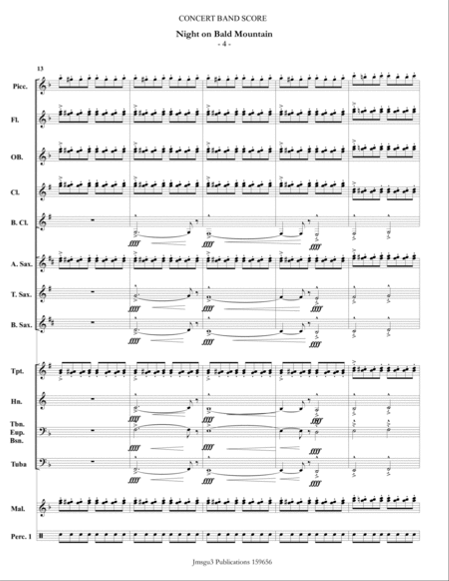 Mussorgsky: Night on Bald Mountain for Concert Band Concert Band scores gallery preview page 4