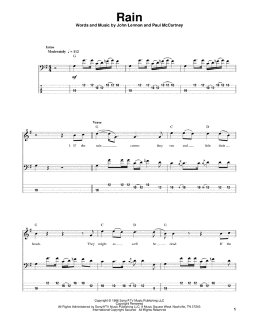 Rain Rain Guitar Tablature scores gallery preview page 1
