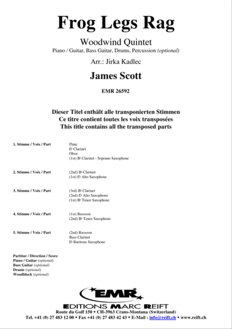 Frog Legs Rag Frog Legs Rag Woodwind Quintet scores gallery preview page 2