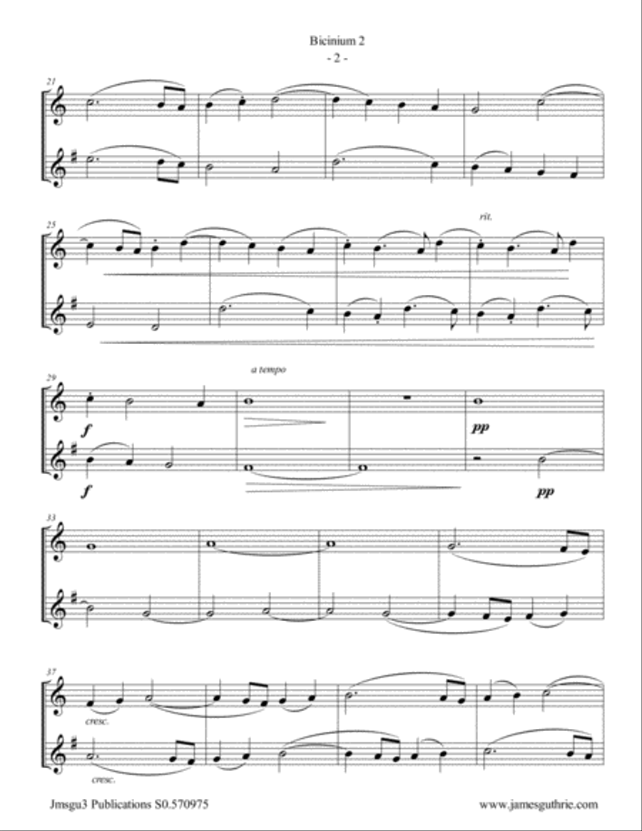 Josquin: Bicinium 2 for Oboe & English Horn Duo Woodwind Duet scores gallery preview page 2