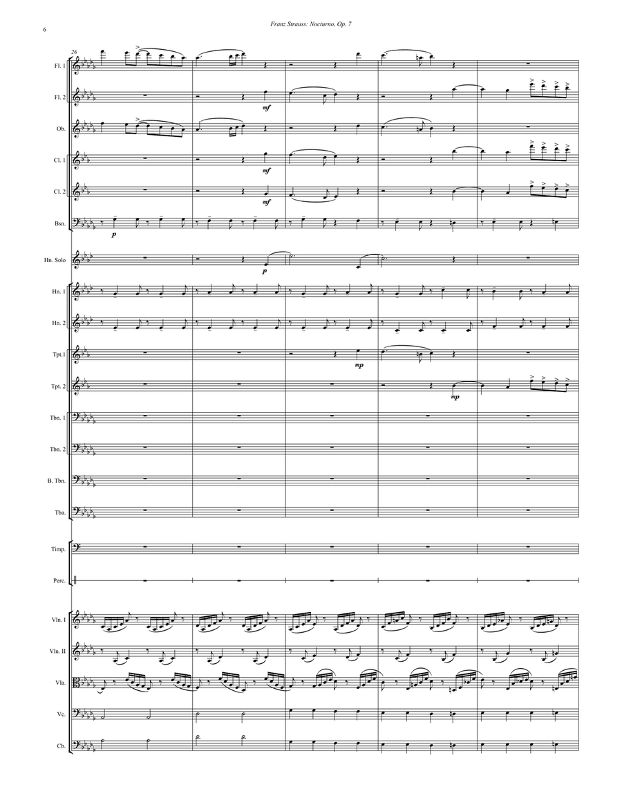 Nocturno, Op. 7 for Horn Solo and Orchestra Full Orchestra scores gallery preview page 6