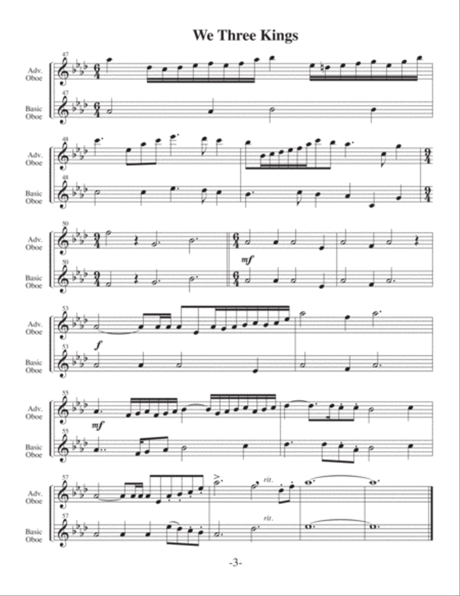 We Three Kings-v1 (Arrangements Level 2-4 for OBOE + Written Acc) Oboe Solo scores gallery preview page 4