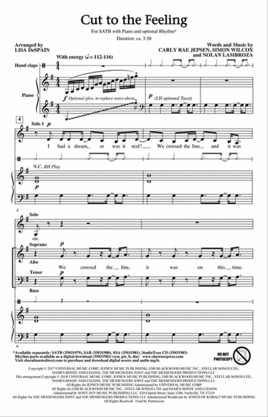Cut to the Feeling Cut to the Feeling Choir scores gallery preview page 2