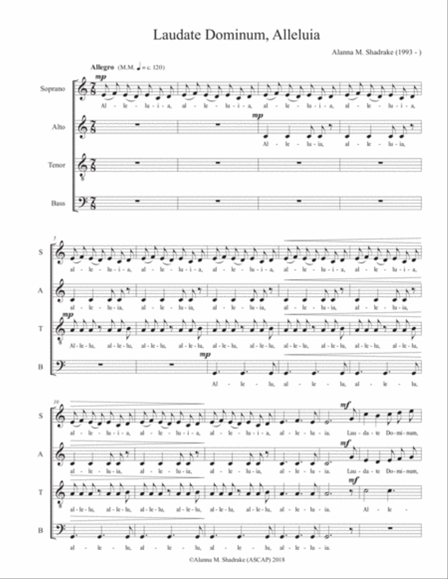 Laudate Dominum, Alleluia 4-Part scores gallery preview page 2