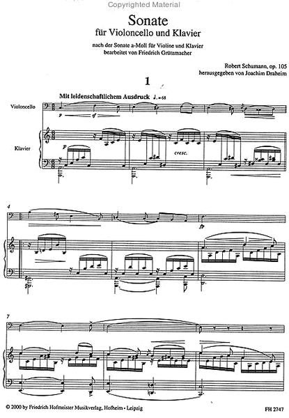 Sonate fur Violoncello und Klavier.