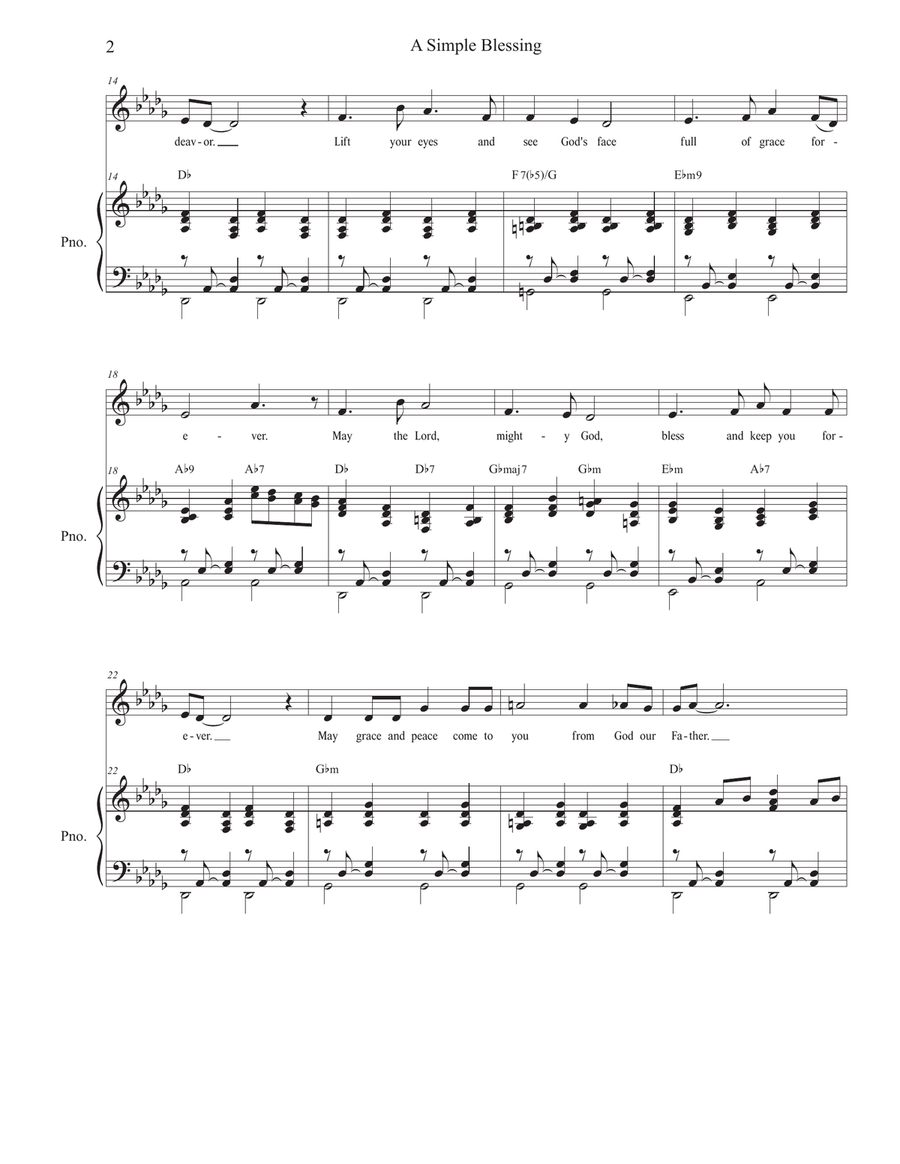 A Simple Blessing (Vocal Solo) Piano, Vocal scores gallery preview page 2