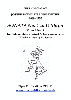 Book cover for BOISMORTIER SONATA IN D MINOR OPUS 7 No. 4 for flute or oboe, clarinet & bassoon or cello