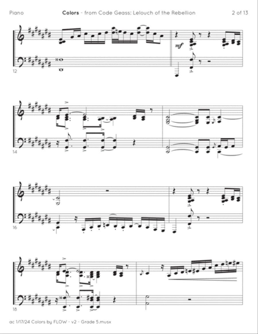 Colors Piano Solo scores gallery preview page 2