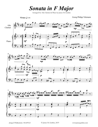 Book cover for Telemann: Sonata in F Major for Alto Clarinet & Piano