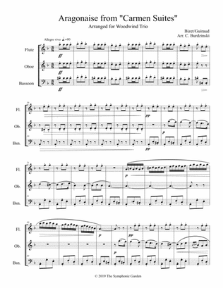 Aragonaise from Carmen - woodwind trio (flute, oboe, bassoon)