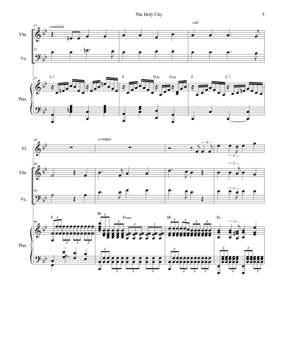 The Holy City (Duet for Violin and Cello) Piano Trio scores gallery preview page 5