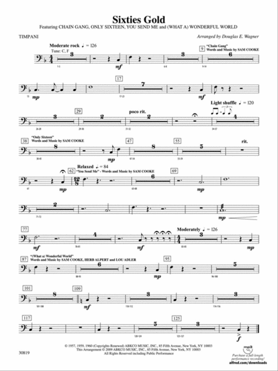 Sixties Gold: Timpani Sixties Gold: Timpani Concert Band scores gallery preview page 1